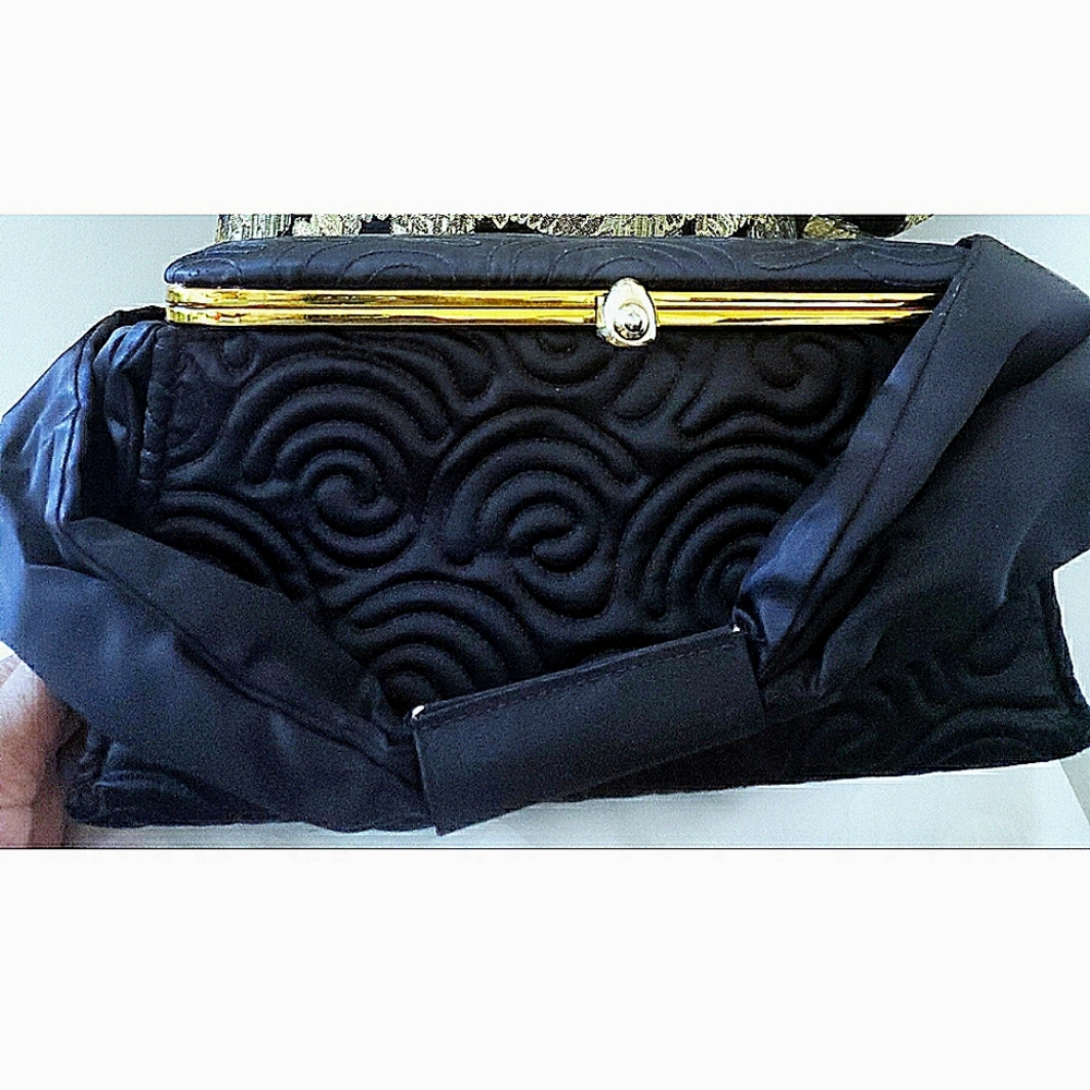 Antique Quilted box handbag with gold hardware